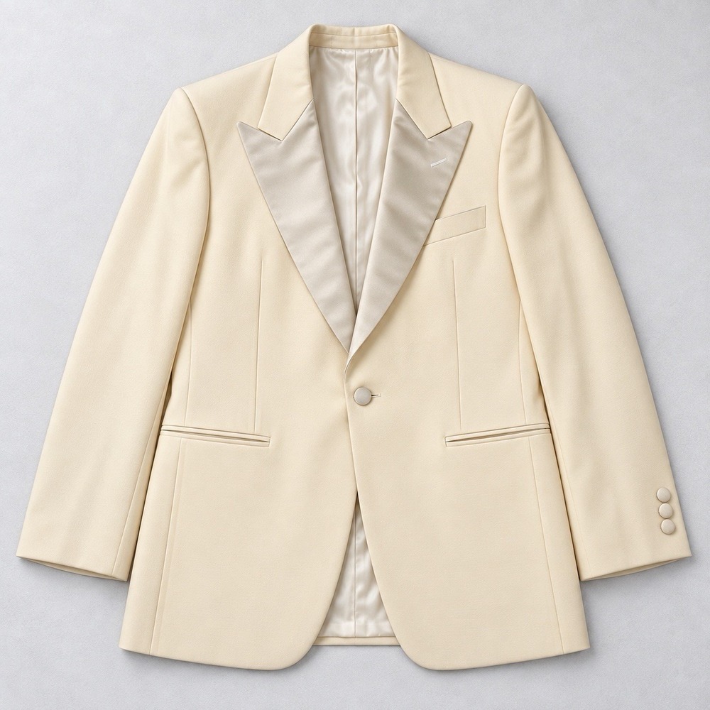 Mani Armani Tuxedo Jacket Mens 42R Cream Wool Peak Lapel Bloomingdales Vtg